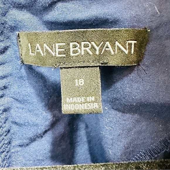 Lane Bryant Women’s Plus Sz 18 Blue Floral Eyelet Round Neck Short Sleeve Top - Picture 6 of 8